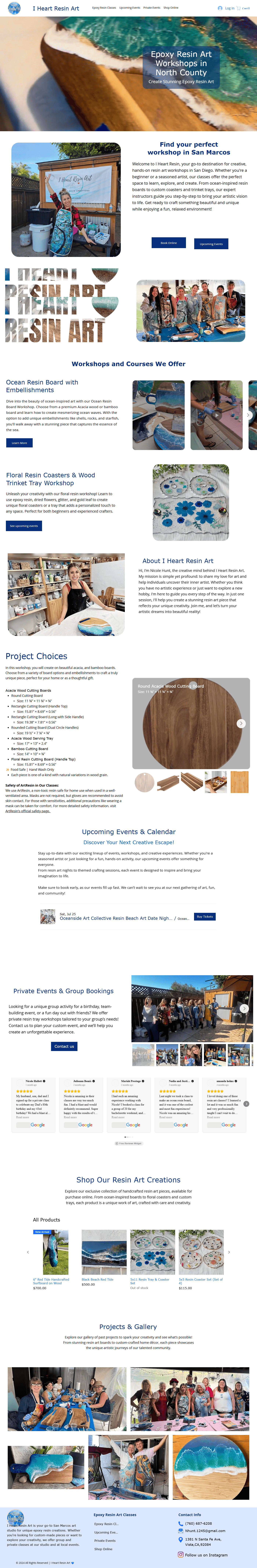 I Heart Resin website design — full page screenshot