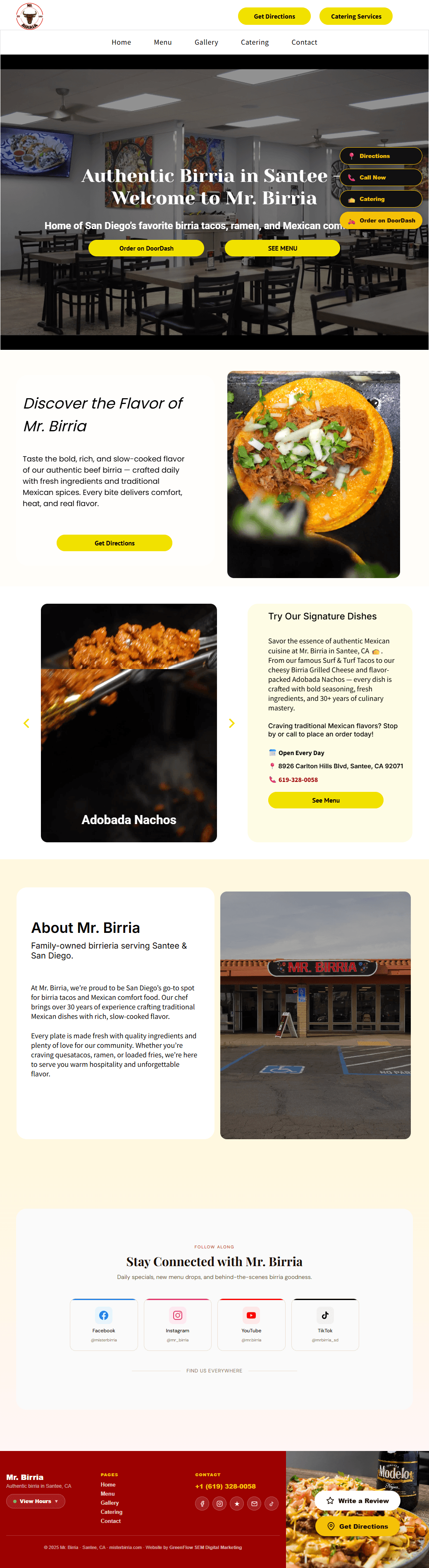 Mr. Birria website design — full page screenshot