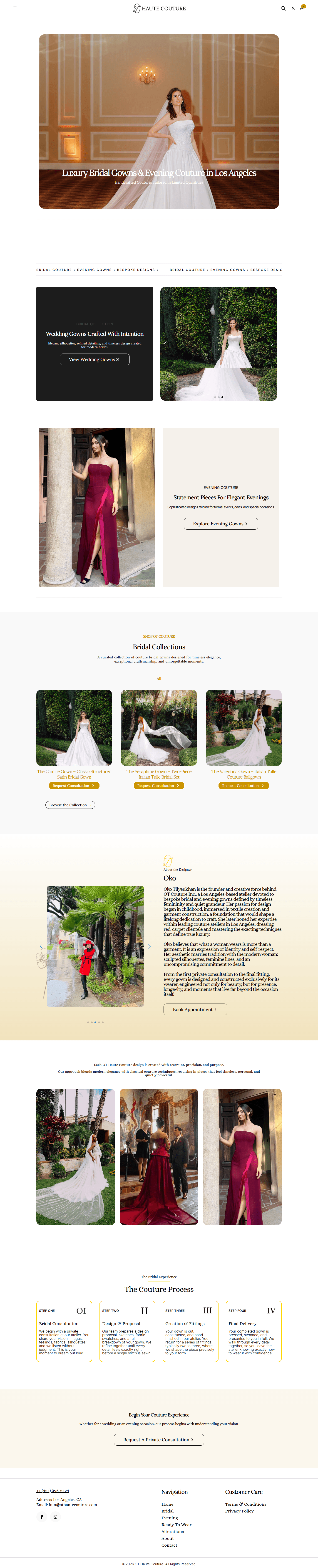 OT Haute Couture website design — full page screenshot