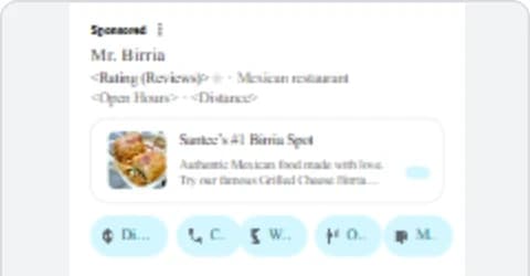 Mr. Birria's sponsored Google search ad: Santee's number one birria spot, authentic Mexican food made with love