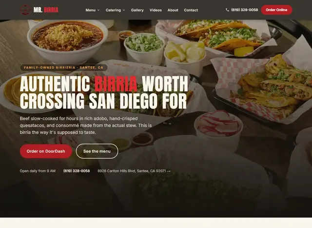 Mr. Birria website, built by Greenflow SEM