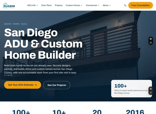 Nucave Construction website, built by Greenflow SEM