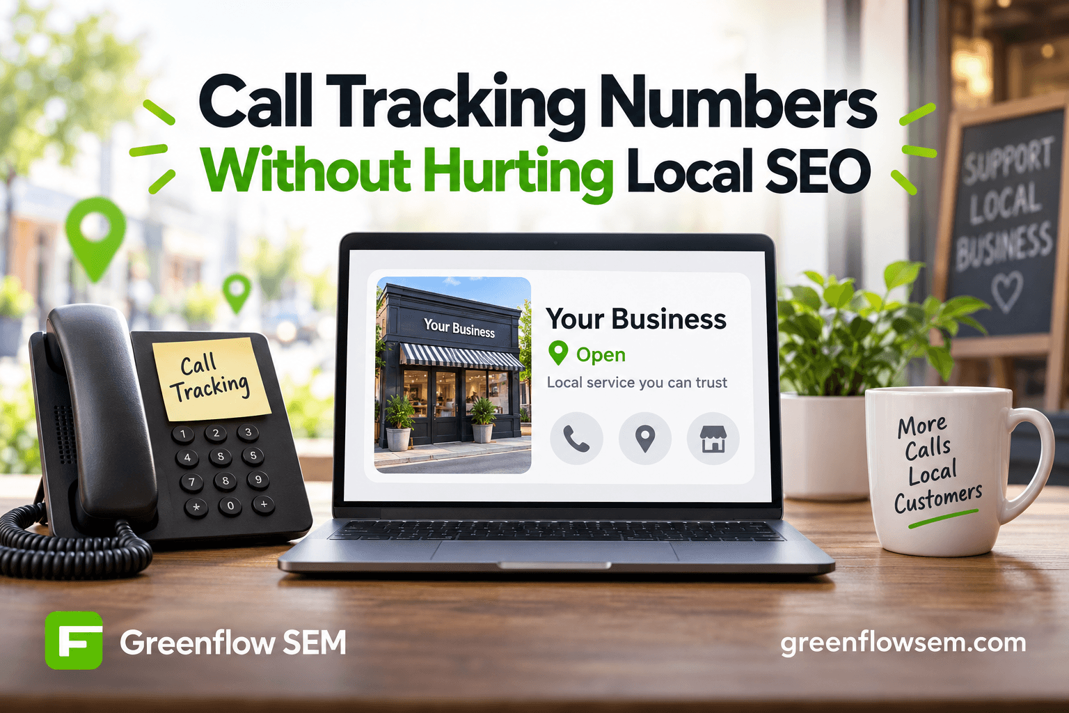 Diagram showing Google Ads calls and Google Business Profile calls routing into one consistent phone number